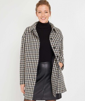Manteau pied de poule femme NOIR