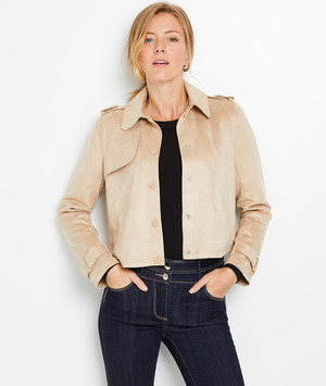 Veste beige en suédine femme BEIGE