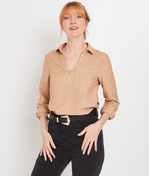 Chemise fluide beige femme BEIGE