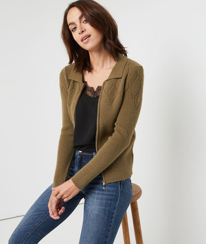 Gilet zippé femme KAKI