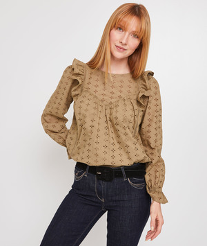 Blouse en broderie femme KAKI