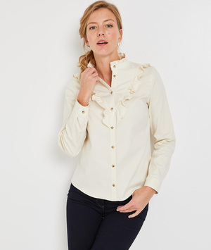 Chemise en jean volantée femme BEIGE