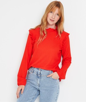 Tshirt manches longues volants femme ORANGE