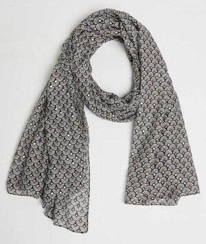Foulard à imprimé géographique femme NOIR