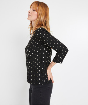 Tshirt imprimé dentelle femme NOIR