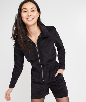 Combishort velours femme NOIR