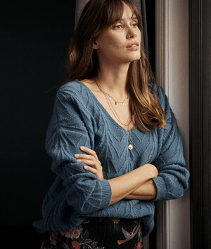 Pull en maille col V femme BLEU