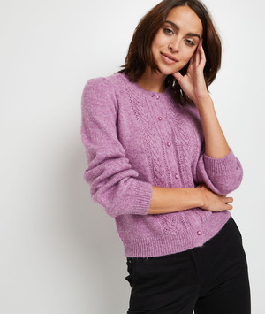 Gilet rose col rond femme ROSE