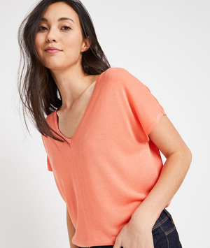 Pull fin femme ORANGE