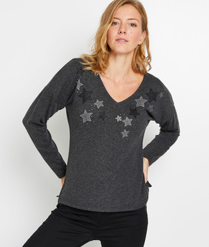 T.shirt étoiles femme GRIS