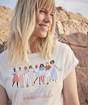 T-shirt blanc avec print femme BLANC