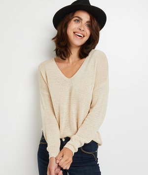 Pull loose en maille légère femme BEIGE