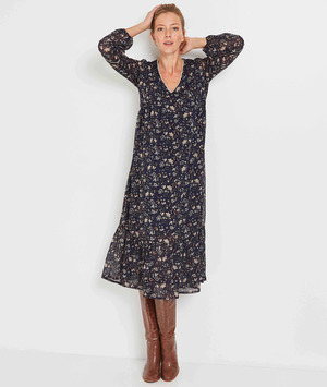 Robe longue imprimée femme MARINE