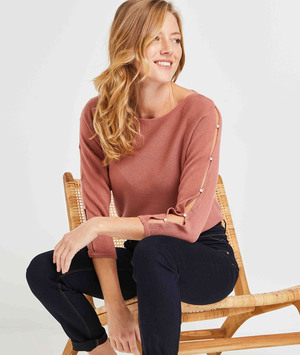 Pull perles femme ROSE