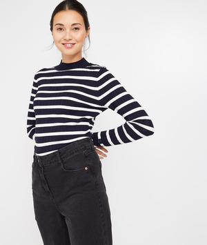 Pull côtelé marinière femme MARINE