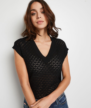 Pull manches courtes femme NOIR