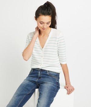 Gilet rayures femme BLEU