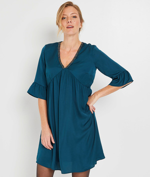 Robe fluide satinée femme VERT
