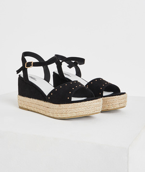 Sandale compensée cloutée femme NOIR