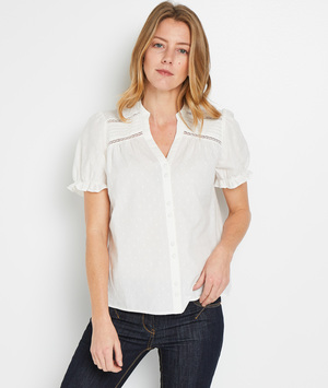 Chemise manche courte femme BLANC CASSE