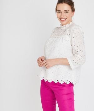 Blouse à broderie femme BLANC CASSE