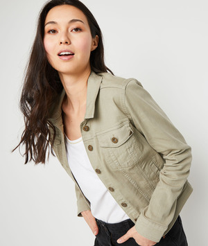 Veste en jean couleur femme KAKI