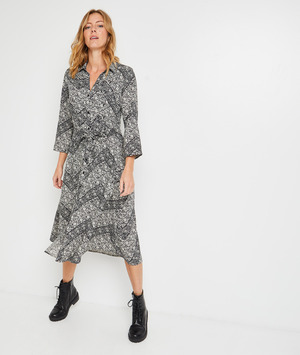Robe chemise imprimée femme NOIR
