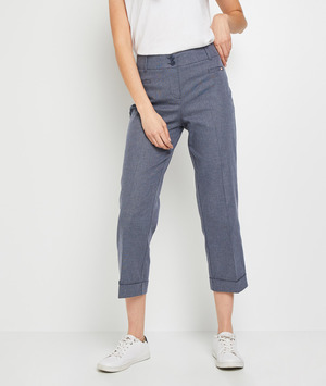Pantalon droit raccourci femme BLEU