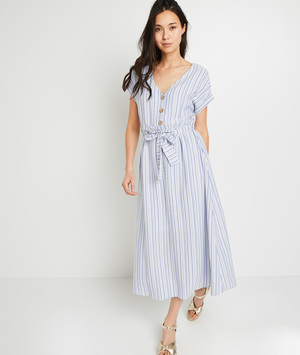 Robe longue rayée femme BLEU