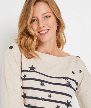 Tshirt imprimé étoiles femme BEIGE