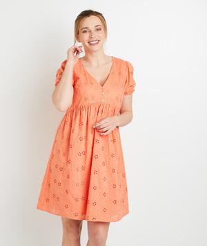 Robe brodée femme ORANGE