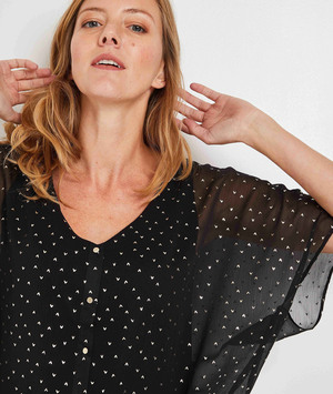 Tshirt fluide voile femme NOIR