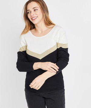 Pull color block femme NOIR