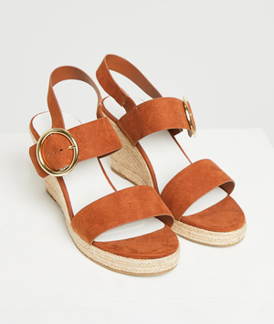 Sandale compensée suédine femme CAMEL