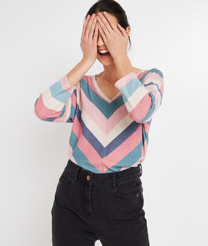 Tshirt à chevrons femme MULTICOULEUR
