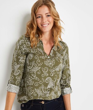 Chemise imprimée cachemire femme KAKI