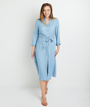 Robe denim chemise longue femme BLEACHED