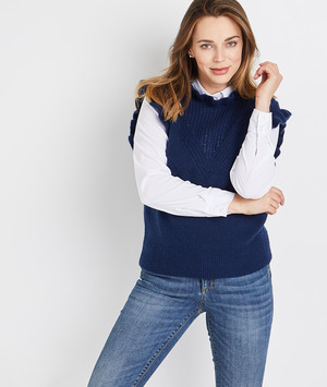 Pull volanté sans manches femme MARINE