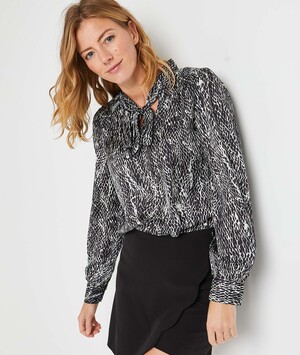 Blouse imprimé python femme NOIR