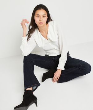 Chemisier grand col femme BLANC CASSE