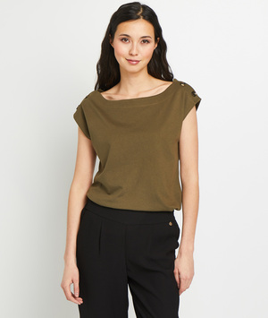 T-shirt col bateau femme KAKI