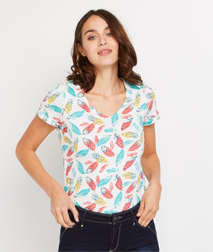T-shirt imprimé femme BLANC