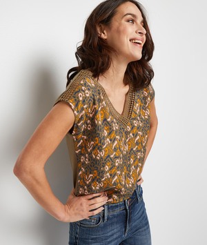 T-shirt imprimé femme KAKI