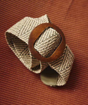 Ceinture élastiquée paille femme KAKI