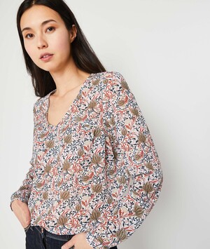 Blouse à imprimé fleuri femme BLANC CASSE