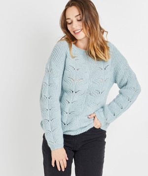 Pull ajouré femme VERT