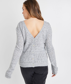 Gilet gris ajouré femme GRIS