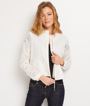 Blouson en broderie anglaise femme ECRU