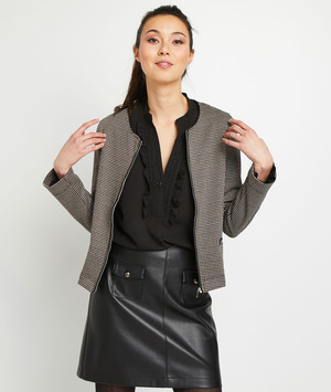 Blouson pied de poule femme NOIR