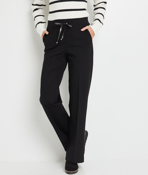Pantalon droit en maille confort femme NOIR